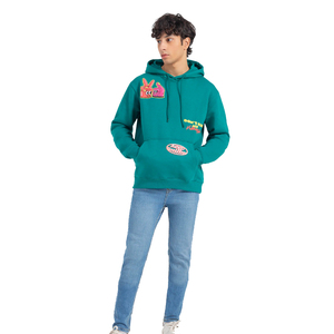 เสื้อฮู้ดแบบสวมหัวสำหรับผู้ชายเสื้อมีกระเป๋าด้านหน้าพิมพ์ลายปักสีสันสดใสสำหรับฤดูหนาว - Product Image 3