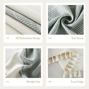 Nappe brodée pour table à manger, Nappes rectangulaires en coton lin résistantes à la poussière et à la saleté, OEM - Product Image 5