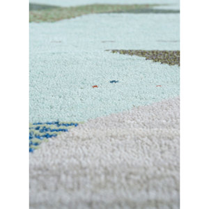 Freedom Manchaha Geometric Pattern Wool & Bamboo Silk Rug Multi-Hand Knotted for Home Use-Les-8093 - Product Image 3