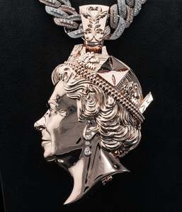 Colgante de Moissanita Hiphop con Incrustaciones de Diamantes, Diseño 3D de Doble Cara, Plata 925, Colgante de Moissanita Personalizado para Hombre - Product Image 2