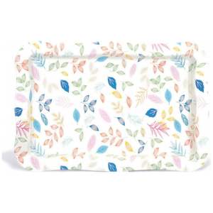 238x358 mm Rectangular <b>Metal</b> Decorative Tray with Wavy <b>Edge</b> Leaf Pattern - Product Image 1