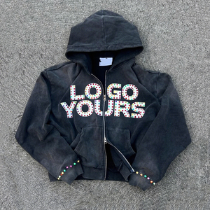 High Quality <b>Y2k</b> Heavyweight Long Spring Embroidered Hoodie Polyester/Cotton Heat-Transfer Printing Zip <b>Hoodies</b> Men Graphic - Product Image 4