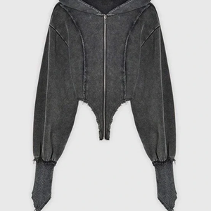 Sudadera con apliques de fabricante, conjunto de chándal con capucha y pantalones de chándal recortados con lavado ácido para mujer - Product Image 4