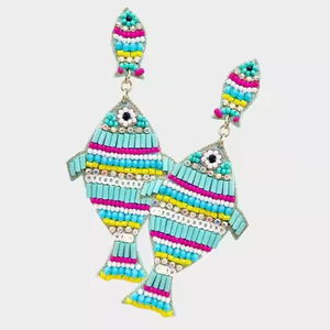 Pendientes hechos a mano multicolor de ganchillo con cuentas de semillas, moda al por mayor, bordado, diseño personalizado para fiestas, artesanías MD - Product Image 1