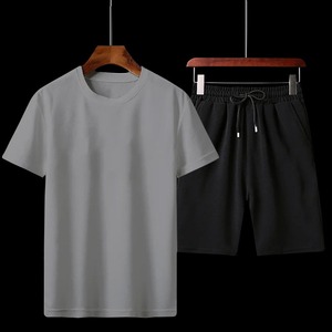 New Two-Piece Sets for <b>Men</b> T-shirt and <b>Shorts</b> Black <b>White</b> Striped Contrast Casual Jogging Tracksuit Outfits <b>Short</b> Suit Man - Product Image 2