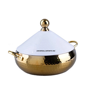 Stainless Steel Mother Of Pearl Hotpot High Quality Decorative Casserole Best Selling fancy New Metal <b>Food</b> <b>Warmer</b> - Product Image 5
