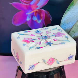 Elegante caja de joyería decorativa de mármol con incrustaciones de nácar, forma rectangular, REGALO EXCLUSIVO para cumpleaños - Product Image 1