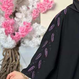 Abaya de luxe pour femmes de Dubaï, en soie faite à la main, anti-rides, manches longues, travail de cristal rose, élégante, modeste, robe de prière islamique, tout - Product Image 2