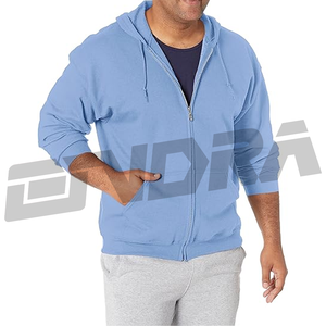 Sweat à capuche bleu ciel avec fermeture éclair, style moderne et frais, tissu doux et respirant, coupe décontractée, à porter tous les jours pour hommes et femmes, toutes saisons - Product Image 1