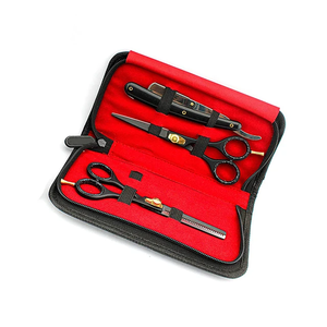 5 pièces Salon ciseaux de coupe de cheveux ensemble maison coupe de cheveux barbier amincissement cisailles Kit avec rasage rasoir et étui - Product Image 2