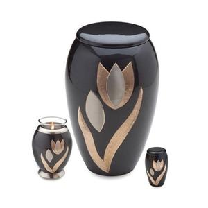 Venta caliente Premium acabado negro curvas doradas urna de cremación de Metal para cenizas humanas adultas suministros funerarios tarro conmemorativo - Product Image 4