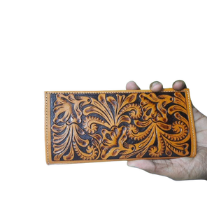 Portefeuille bifold en cuir véritable géométrique bohème pour femmes avec sécurité RFID et construction durable - Product Image 2