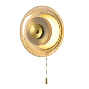 ไฟติดผนัง LED ทรงดิสก์ รุ่น Avelune 4W/6W พร้อมรีโมทคอนโทรล ตัวโคมทองเหลือง สำหรับห้องนั่งเล่นและห้องนอน - Product Image 1