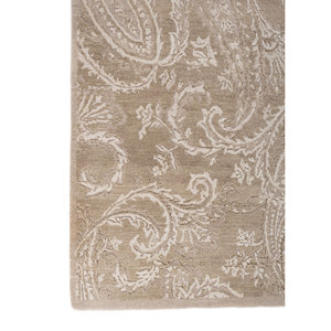 Alfombras de Lana Anudadas a Mano Color Marfil Estilo Gilded Age para el Hogar - Alfombra Abstracta Rectangular para Entrada, Pasillo y Suelos del Hogar - Product Image 4