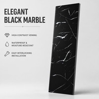 Panneau mural en PVC marbré noir et blanc, imperméable, revêtement décoratif intérieur