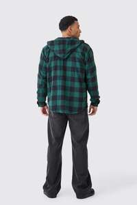 Camisa a cuadros con botones y capucha de gran tamaño de manga larga a la moda de alta calidad, fabricación al por mayor al mejor precio - Product Image 2