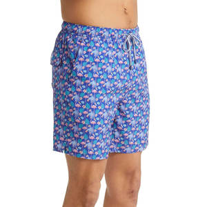 Short de bain pour hommes, bleu royal, imprimé flamant rose, palmier tropical, protection solaire UPF 50+, séchage rapide, imperméable, spandex/polyester - Product Image 4