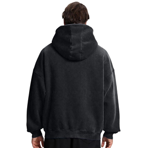Sweat à capuche zippé uni délavé à l'acide pour homme, coupe classique, polaire 100% coton, respirant, séchage rapide, service OEM - Product Image 4