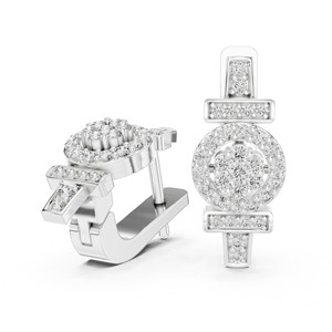 Round Moissanite Circular Cluster Halo Drop <b>Earrings</b> 925 <b>Sterling</b> <b>Silver</b> 66 Stone Prong Set <b>Dangle</b> <b>Earrings</b> for Bridal Wedding - Product Image 5