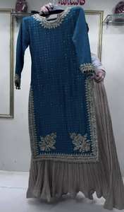 Indien pakistanais Salwar costume pour filles enfants dames costumes ciel couleur Sharara Gharara costume fête porter en gros Collection indienne - Product Image 4