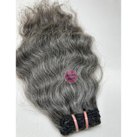 Mèches de cheveux humains indiens Remy naturels bruts bouclés gris, tissage en trame, 50% gris 50% noir, sans perte de cheveux, toutes les couleurs peuvent être teintes