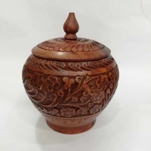 โหลลูกกวาดแกะสลักไม้ทำด้วยมือ,แจกันทรงขวดไม้โรสวู้ดแกะสลักด้วยมือขวดโหลขนมแกะสลักของตกแต่งทำจากไม้ Chiniot - Product Image 6