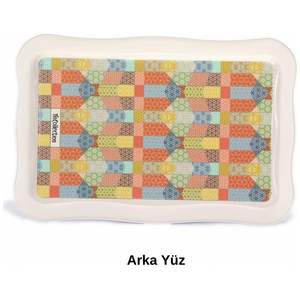 238x358mm élégant plateau de service rectangulaire en métal fond crème bord ondulé Patchwork à motifs plateau de service - Product Image 1