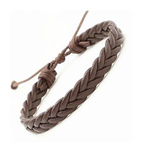 Pulseras de cuero Punk para hombre, pulseras hechas a mano, brazalete ancho, joyería trenzada, negro, marrón, ajustable, estilo de lujo - Product Image 4