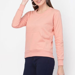 Sudadera de mujer de manga larga de algodón con logotipo personalizado de alta calidad, sudadera informal transpirable sostenible superventas para mujer - Product Image 2