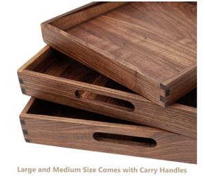 Ensemble de trois plateaux et assiettes à sushi en bois d'acacia en gros plateau à dessert de qualité durable pour la cuisine de restaurant - Product Image 4