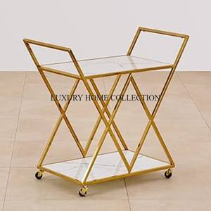 Hot Selling Modern Style Metal Serving <b>Trolley</b> with Wheels Perfect for Home Parties Cafes and Restaurants at Best Rate - Product Image 2