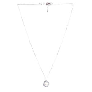 Chaîne pendentif en argent Damsa tendance avec perle naturelle et placage rhodium, diamant taille coussin, motifs floral/pendentif papillon/voiture pour fiançailles - Product Image 4