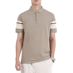 Polo de Golf de 3 botones ajustado con manga a rayas de alta calidad personalizado OEM Polo bordado logotipo personalizado al por mayor - Product Image 3