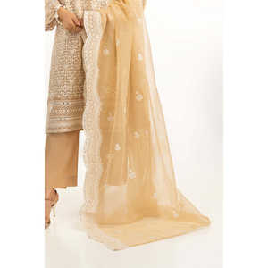 Conjunto de Traje Bordado en Organza Beige para Mujer - Product Image 1