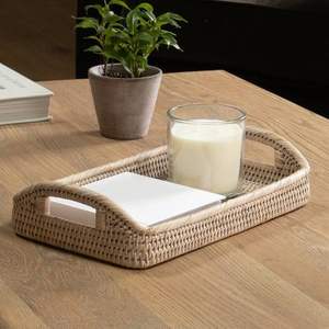 Bandeja de servicio decorativa de ratán tejida a mano Rectangular elegante de alta calidad, bandeja de cocina de comedor desechable ecológica - Product Image 2