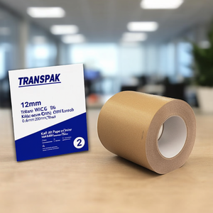 TRANSPAK Bande de cerclage de 12 mm de large, 2000 m de long, 0,6 mm d'épaisseur, ruban adhésif de bureau en papier kraft, lot de 2 - Product Image 3
