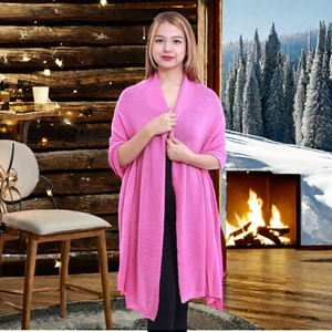 Luxury Women's Winter <b>Oversized</b> Pashmina <b>Scarf</b> Soft Warm Rib Knitted Wool Shawl Ethnic Style Printed Sustainable Woven Silk - Product Image 2