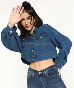 แจ็กเก็ตยีนส์แบบติดกระดุมของผู้หญิงเสื้อครอปแบบลำลองแขนยาวเสื้อแจ็คเก็ตยีนส์สำหรับผู้หญิงขายส่งและกำหนดเองได้เทรนด์ใหม่ - Product Image 5