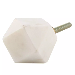 Bouton d'armoire en pierre hexagonale en laiton AK en pièce de luxe finie blanche pour armoire et meubles à tiroirs - Product Image 4