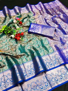 İnanılmaz renk Lichi ipek gümüş ve bakır Zari dokuma Saree brokar bluz <span class=keywords><strong>Online</strong></span> alışveriş hindistan