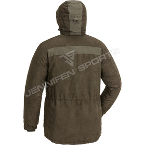 Chaqueta de Caza Larga para Invierno, Material Exterior de Cuero Sintético/Algodón, Capucha con Cremallera, Bolsillos Delanteros, Forro de Poliéster, Secado Rápido - Product Image 2