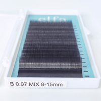 Extensions de cils classiques en fibres PBT coréennes ELFA, faites à la main, naturelles et douces, marque privée, courbure CC noire, emballées, pour maquillage en gros