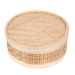 Scatola di immagazzinaggio rotonda in tessuto di bambù con coperchio fatto a mano scatola di bambù eco-friendly naturale decorazione per la tavola della casa all'ingrosso dal Vietnam - Product Image 1
