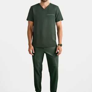 Conjuntos de uniformes de tejido ecológico personalizados de alta calidad, conjunto de uniformes de enfermera sin mangas elásticos Unisex para uso en salón de belleza - Product Image 1