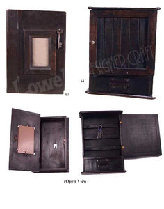 Porte-clés en bois mural Organisateur de boîte à clés en bois de bambou pour hôtel et maison Porte-clés fonctionnel avec porte élégant - Product Image 2