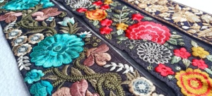 Custom made floral and paisley designed machine embroidered <b>laces</b> in 1.5 inch width for ladies wear and for resale purposes. - Product Image 4