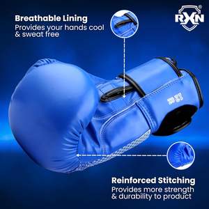 Gants de boxe RXN unisexes en cuir rouge antidérapants pour l'entraînement et les arts martiaux (14 ans et plus) - Product Image 4