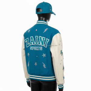 Veste universitaire pour femmes, corps en laine avec manches, panneaux de couleur sarcelle et blanc, broderie et écussons personnalisés, veste universitaire pour femmes - Product Image 5