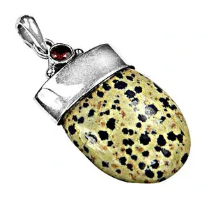 Colgante de Plata 925 con Jaspe Dálmata para Mujer, Oro Rosa, Platino, Gema, Joyería Religiosa, Número de Ancla en Rodio, Número en Rodio - Product Image 1