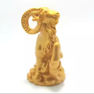 Stylish Golden Polyresin Goat Figurine Handcrafted Resin Animal <b>Model</b> for Home Decor for Feng Shui Inspired by Anime Style - Product Image 1